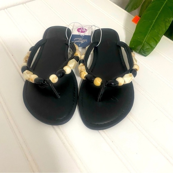 Universal Thread Women’s Cindy Beaded Flip Flop Sandals Black Size 5.5 - Picture 2 of 7